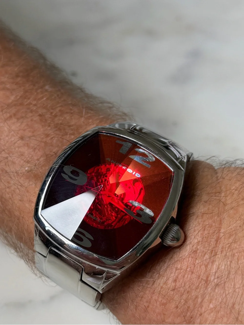 Android Prism Stainless Steel Men's Watch with Red Crystal Dial AD505
